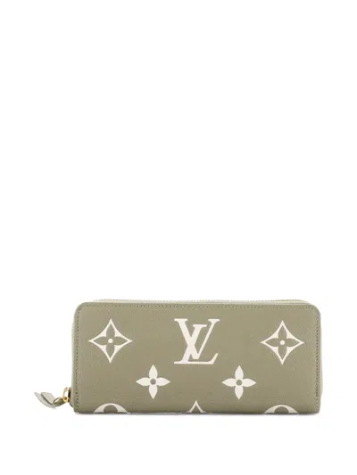 Pre-owned Louis Vuitton Clemence Wallet Bicolor Monogram Empreinte Giant Small Wallets In Green