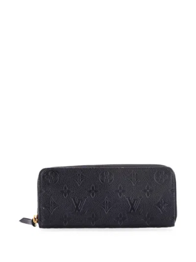 Pre-owned Louis Vuitton Clemence Wallet Monogram Empreinte Leather Small Wallets In Black