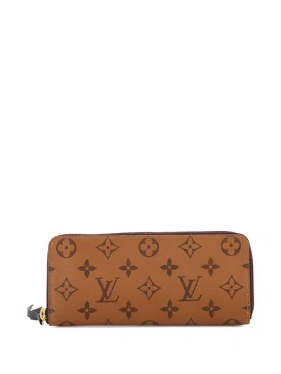 Pre-owned Louis Vuitton Clemence Wallet Reverse Monogram Canvas Small Wallets In Brown