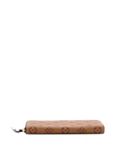 Pre-owned Louis Vuitton Clemence Wallet Reverse Monogram Canvas Small Wallets In Brown