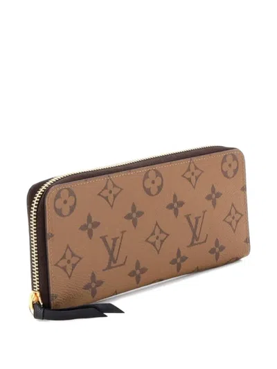 Pre-owned Louis Vuitton Clemence Wallet Reverse Monogram Canvas Small Wallets In Brown