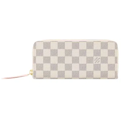 Pre-owned Louis Vuitton Clémence Wallet 'white Damier Azur Canvas/rose Ballerine Pink' | Women's Size Onesize