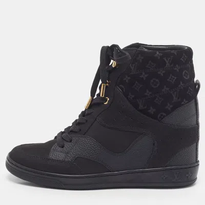 Pre-owned Louis Vuitton Cliff Size 35 Black Nubuck Leather Wedge Sneakers