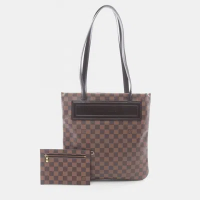 Pre-owned Louis Vuitton Clifton Shoulder Tote Bag Damier Canvas Ebene In Brown