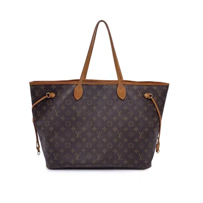 Pre-owned Louis Vuitton Cloth Tote Bag Neverfull In Brown