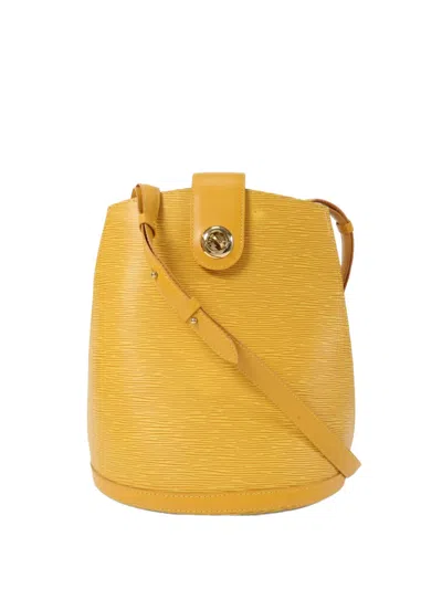 Pre-owned Louis Vuitton Cluny Leather Shoulder Bag In Yellow