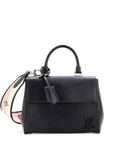 Pre-owned Louis Vuitton Cluny Top Handle Bag Epi Leather Mini Satchel In Black