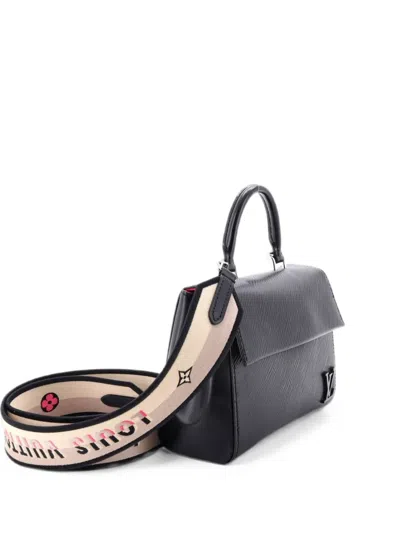 Pre-owned Louis Vuitton Cluny Top Handle Bag Epi Leather Mini Satchel In Black