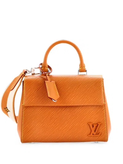 Pre-owned Louis Vuitton Cluny Top Handle Bag Epi Leather Mini Satchel In Brown
