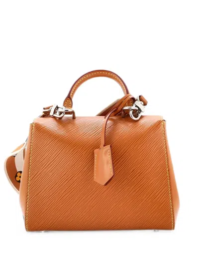 Pre-owned Louis Vuitton Cluny Top Handle Bag Epi Leather Mini Satchel In Brown