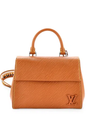 Pre-owned Louis Vuitton Cluny Top Handle Bag Epi Leather Mini Satchel In Brown