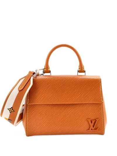 Pre-owned Louis Vuitton Cluny Top Handle Bag Epi Leather Mini Satchel In Brown
