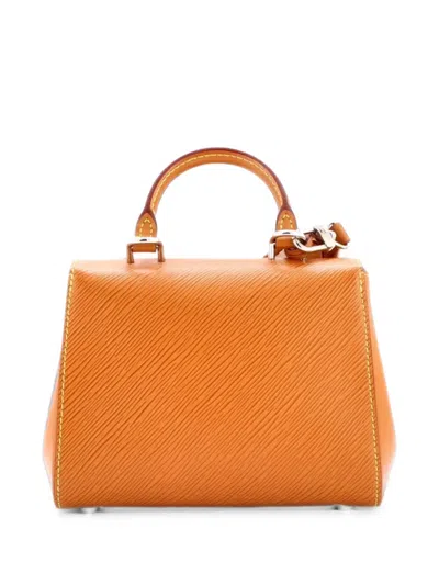Pre-owned Louis Vuitton Cluny Top Handle Bag Epi Leather Mini Satchel In Brown