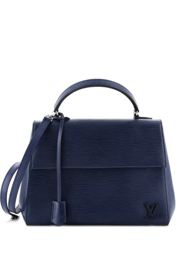 Pre-owned Louis Vuitton Cluny Top Handle Bag Epi Leather Mm Satchel In Blue