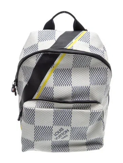 Pre-owned Louis Vuitton Coated Canvas Apollo Cup Azur White Backpack