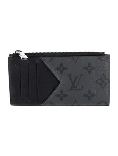 Pre-owned Louis Vuitton Coated Canvas Card Case In Black