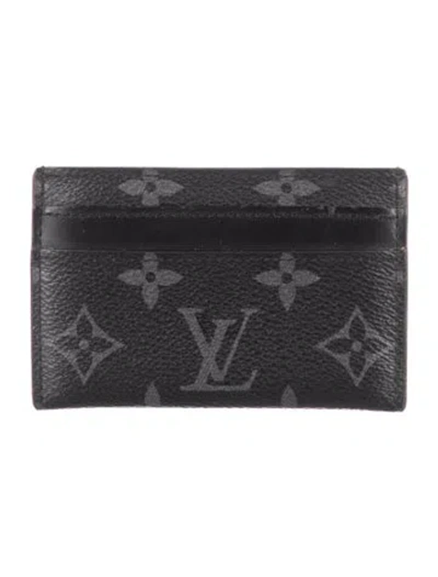 Pre-owned Louis Vuitton Coated Canvas Card Holder In Black