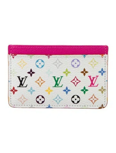 Pre-owned Louis Vuitton Coated Canvas Card Holder In White