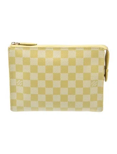 Pre-owned Louis Vuitton Coated Canvas Damier Couleurs Element Clutch In Yellow