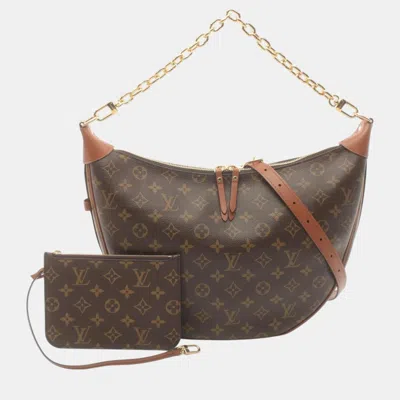 Pre-owned Louis Vuitton Coated Canvas Leather Brown Loop Hobo Monogram Reverse Shoulder Bag