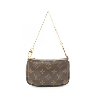 Pre-owned Louis Vuitton Coated Canvas Leather Handbag Pochette () In Brown