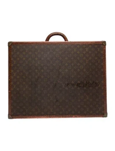 Pre-owned Louis Vuitton Coated Canvas Patterned Trunk In Brown