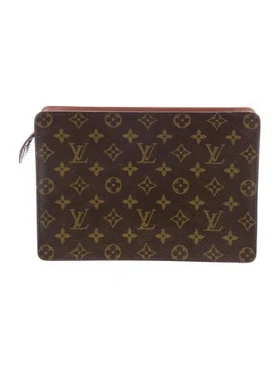 Pre-owned Louis Vuitton Coated Canvas Toiletry Pochette Homme In Brown