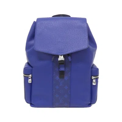 Pre-owned Louis Vuitton Cobalt Coated Canvas Leather Backpack ()