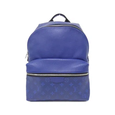 Pre-owned Louis Vuitton Cobalt Coated Canvas Leather Backpack () In Blue