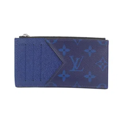 Pre-owned Louis Vuitton Cobalt Coated Canvas Leather Coin Purse/coin Case () In Blue