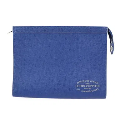 Pre-owned Louis Vuitton Cobalt Taiga Leather Clutch Bag Pochette ()