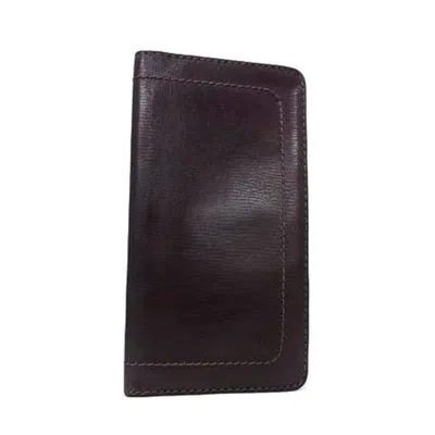 Pre-owned Louis Vuitton Coffee Dark Brown Utah Leather Long Wallet (bi-fold) () In Coffee, Dark Brown