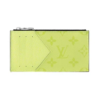 Pre-owned Louis Vuitton Coin Card Holder 'lemon Yellow Monogram Canvas/taiga Cowhide Leather' | Men's Size One
