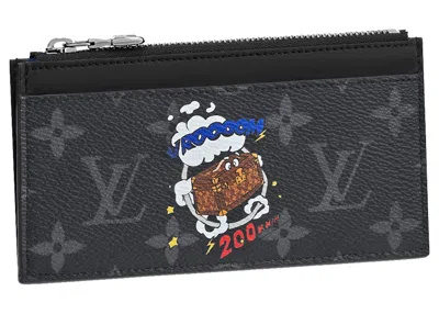 Pre-owned Louis Vuitton Coin Card Holder Monogram Eclipse In Black