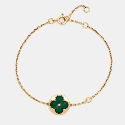Pre-owned Louis Vuitton Color Blossom Bb Diamond Malachite 18k Rose Gold Bracelet