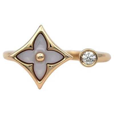 Pre-owned Louis Vuitton Color Blossom Mini Star Ring With Diamond In 18 Karat Rose Gold In Red