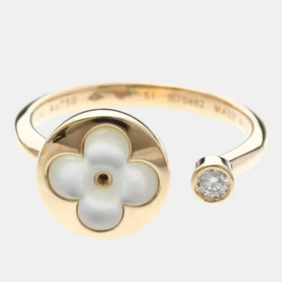 Pre-owned Louis Vuitton Color Blossom Q9l68k 18k Pink Gold Diamond Mother Of Pearl Ring Size 51