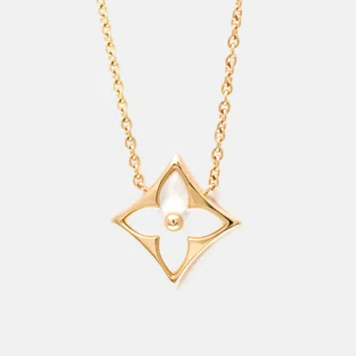 Pre-owned Louis Vuitton Color Blossom Star Pendant Pink Gold And White Mother-of-pearl Pink Gold 18k Shell Pendant Necklace 