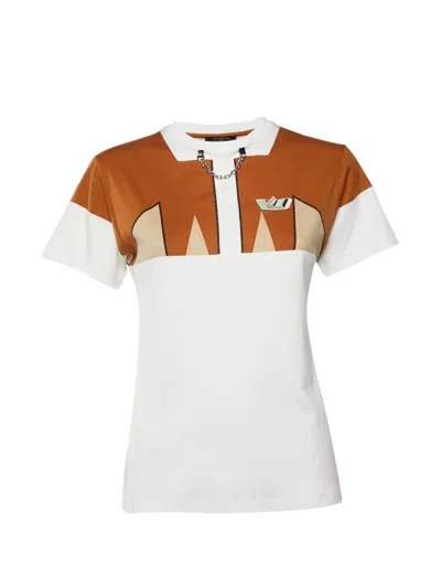 Pre-owned Louis Vuitton Colour-block Chain-detail T-shirt In White