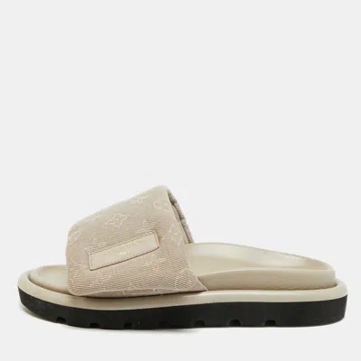 Pre-owned Louis Vuitton Comfort Size 38 Grey Monogram Canvas Mules Slide In Gray