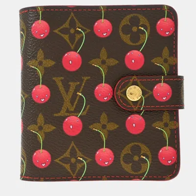Pre-owned Louis Vuitton Compact Cherry Monogram Canvas Wallet