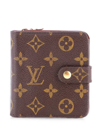 Pre-owned Louis Vuitton Compact Zippe Wallet Monogram Canvas Small Wallets In Brown