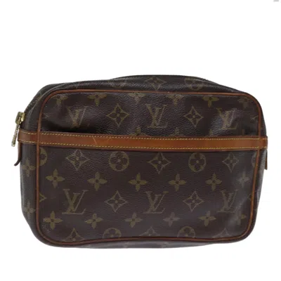 Pre-owned Louis Vuitton Compiegne 23 Brown Canvas Clutch Bag ()
