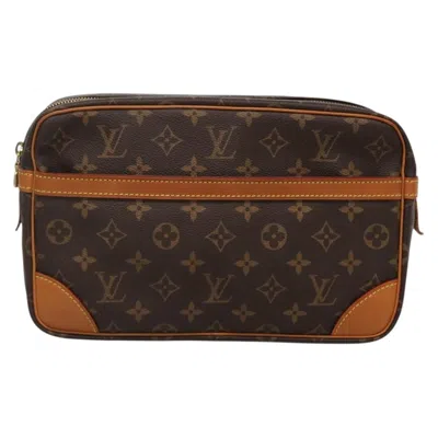 Pre-owned Louis Vuitton Compiegne 28 Brown Canvas Clutch Bag ()