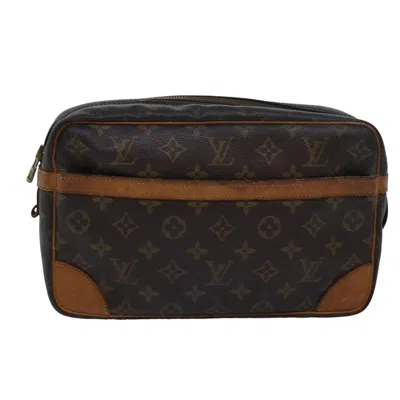 Pre-owned Louis Vuitton Compiegne 28 Brown Canvas Clutch Bag ()