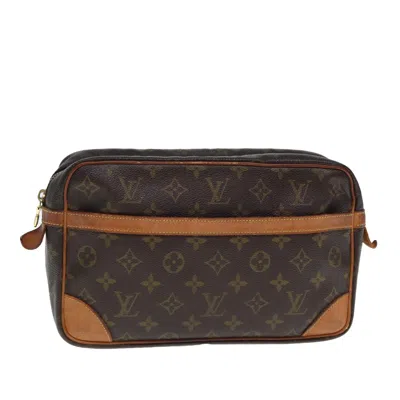 Pre-owned Louis Vuitton Compiegne 28 Brown Canvas Clutch Bag ()