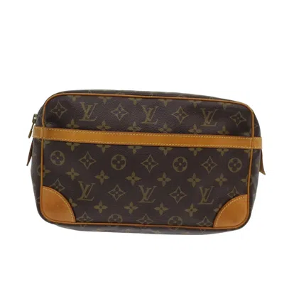 Pre-owned Louis Vuitton Compiegne 28 Brown Canvas Clutch Bag ()