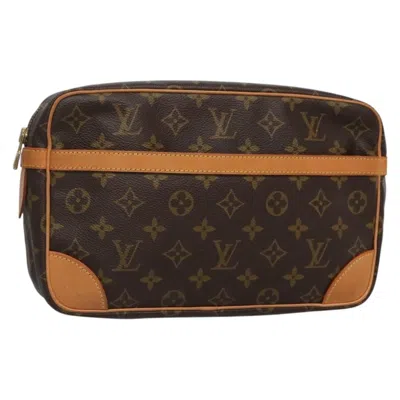 Pre-owned Louis Vuitton Compiegne 28 Brown Canvas, Leather Clutch Bag ()