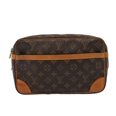Pre-owned Louis Vuitton Compiegne 28 Canvas Clutch Bag () In Brown