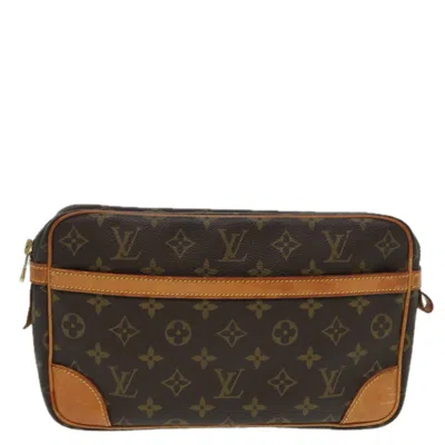 Pre-owned Louis Vuitton Compiegne 28 Canvas Clutch Bag () In Brown